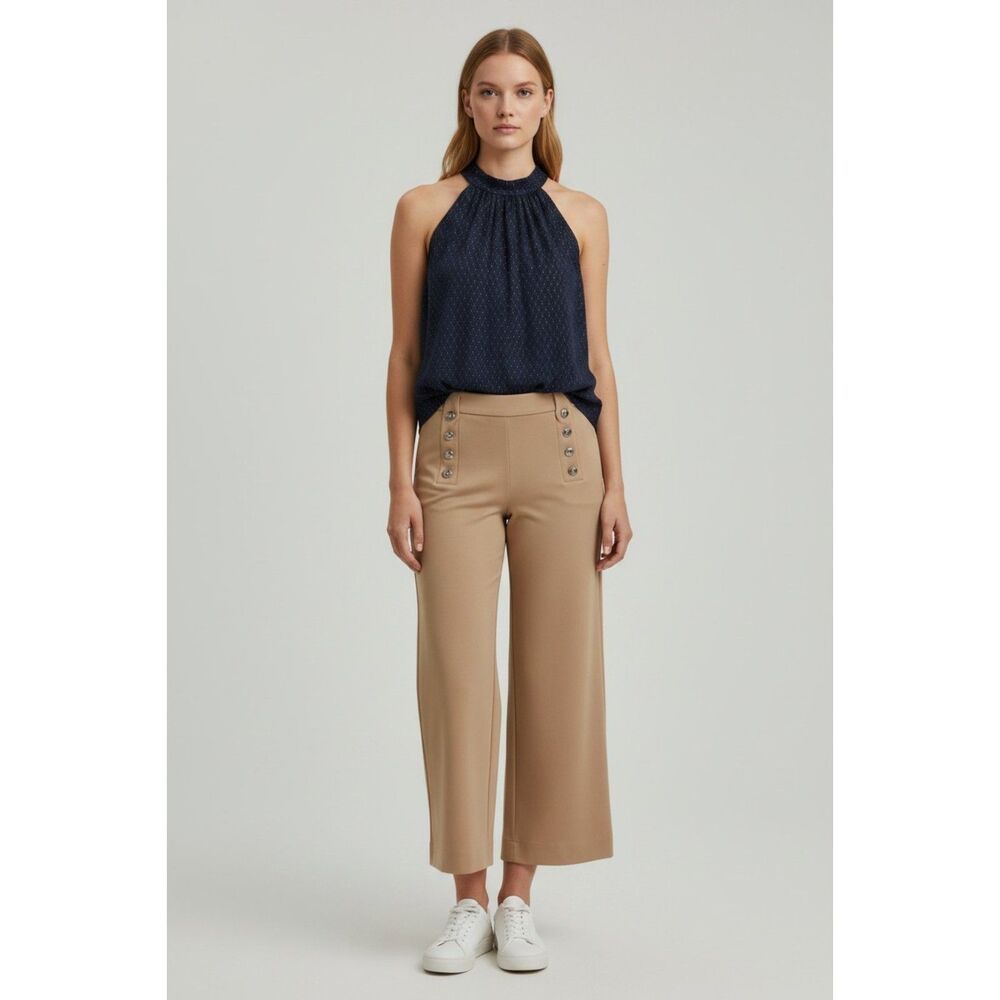 Talbots Women's 14 Saylor StyleTan Wide-Leg Cropped Trousers. Bussiness Causal W